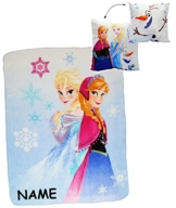 alles-meine.de GmbH 2 TLG. Set: Kuscheldecke / Fleecedecke & Kuschelkissen -  Disney Frozen - die Eiskönigin  - incl. Name - Decke aus Fleece - 110 cm * 140 cm -Schmusedecke -.. - 1