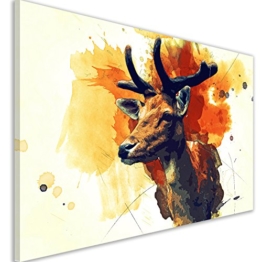 Angebot Wandbild Kunstdruck Street Art 60x40 cm - Tiere Hirsch Löwe Kunst Druck auf Leinwand (Hirsch) - 1