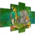 Bilder Afrika Tiere Wandbild 150 x 100 cm Vlies - Leinwand Bild XXL Format Wandbilder Wohnzimmer Wohnung Deko Kunstdrucke Grün 5 Teilig -100% MADE IN GERMANY - Fertig zum Aufhängen 001853a - 1