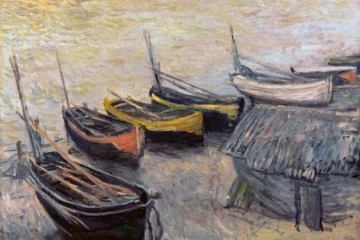 Claude Monet, Boote am Strand - 30x20 cm - Leinwandbild auf Keilrahmen - Wand-Bild - Kunst, Gemälde, Foto, Bild auf Leinwand - Alte Meister/Museum - 6