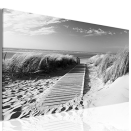 decomonkey | Bilder Strand 135x45 cm | 1 Teilig Leinwandbilder | Bild auf Leinwand | Vlies | Wandbild | Kunstdruck | Wanddeko | Wand | Wohnzimmer | Wanddekoration | Deko | Sepia Grau Natur Landschaft - 1