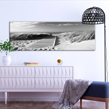 decomonkey | Bilder Strand 135x45 cm | 1 Teilig Leinwandbilder | Bild auf Leinwand | Vlies | Wandbild | Kunstdruck | Wanddeko | Wand | Wohnzimmer | Wanddekoration | Deko | Sepia Grau Natur Landschaft - 2