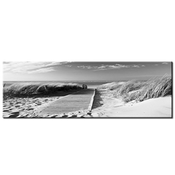 decomonkey | Bilder Strand 135x45 cm | 1 Teilig Leinwandbilder | Bild auf Leinwand | Vlies | Wandbild | Kunstdruck | Wanddeko | Wand | Wohnzimmer | Wanddekoration | Deko | Sepia Grau Natur Landschaft - 3