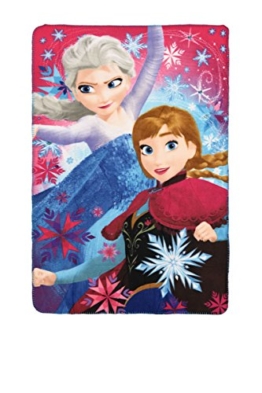 Disney Die Eiskönigin HQ4235-2 Fleece Decke, Polardecke, Kinderbettausstattung, 150 Zentimeter, Mehrfarbig, Elsa, Anna - 1