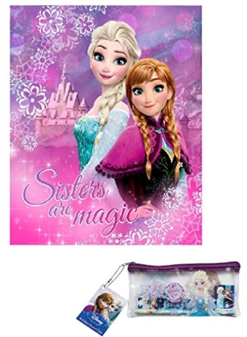 Disney Frozen Kuscheldecke Die Eiskönigin Anna und Elsa - Fleecedecke Decke 120 x 140 cm Trendstern Fleecedecke + Extra Zugabe - 1
