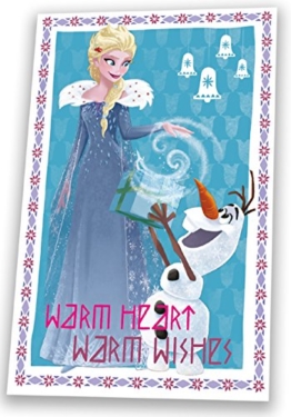Disney wd19566 Frozen – ELSA und Olaf 'Warmes Herz Warm Wishes' 150 cm x 100 cm Polar Fleece Decke - 1
