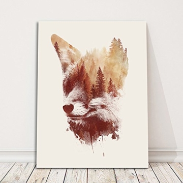 Feeby. Wandbild - 1 Teilig - 50x70 cm, Leinwand Bild Leinwandbilder Bilder Wandbilder Kunstdruck, Blind Fox - Robert Farkas, Fuchs, Illustration, Rot - 3