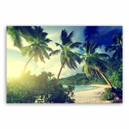 ge Bildet !!! SENSATIONSPREIS Hochwertiges Leinwandbild - Sonnenuntergang am Strand Takamaka, Mahé - Seychellen - 30 x 20 cm Einteilig | Angebote der Woche Geschenke für Frauen Geschenke für männer | - 1