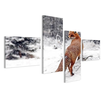 islandburner Bild Bilder auf Leinwand Roter Fuchs im Schnee Poster, Leinwandbild, Wandbilder - 1