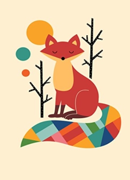 JUNIQE® Leinwandbild 20x30cm Kinderzimmer & Kunst für Kinder - Design „Rainbow Fox“ (Format: Hoch) - Leinwand, Bilder auf Leinwand & Leinwanddrucke von unabhängigen Künstlern - Kunst mit Füchsen - entworfen von Andy Westface - 1