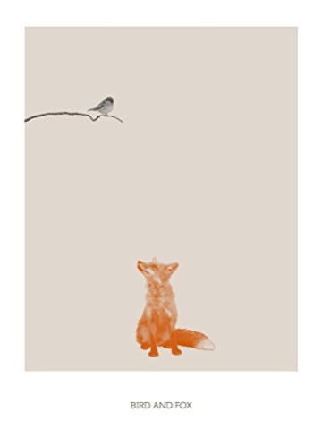 JUNIQE® Leinwandbild 40x60cm Vögel Füchse - Design „Bird And Fox“ (Format: Hoch) - Leinwand, Bilder auf Leinwand & Leinwanddrucke von unabhängigen Künstlern - Kunst mit Füchsen - entworfen von Sarah Bühler - 1