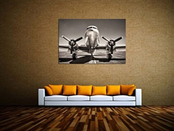 kunst-discounter Propeller Flugzeug Silber Leinwandbilder auf Keilrahmen A06076 Wandbild Poster 30 x 20 cm - 2