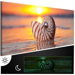 murando - Leinwand Bilder nachtleuchtend 135x45 cm - Tag & Nacht Wandbilder - Premium - Bilder 3D nachleuchtende Farben - Kunstdruck - Vlies Leinwand XXL - Fertig Aufgespannt - Strand b-B-0269-ag-a - 1