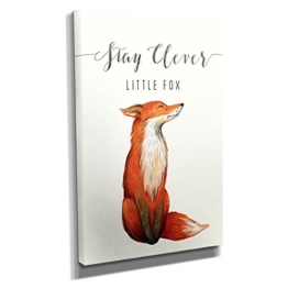 Nerdinger Stay Clever Little Fox - Kunstdruck auf Leinwand (20x30 cm) zum Verschönern Ihrer Wohnung. Verschiedene Formate auf Echtholzrahmen. Höchste Qualität. - 1