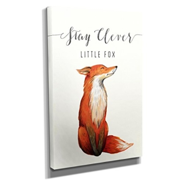 Nerdinger Stay Clever Little Fox - Kunstdruck auf Leinwand (30x45 cm) zum Verschönern Ihrer Wohnung. Verschiedene Formate auf Echtholzrahmen. Höchste Qualität. - 1