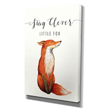Nerdinger Stay Clever Little Fox - Kunstdruck auf Leinwand (40x60 cm) zum Verschönern Ihrer Wohnung. Verschiedene Formate auf Echtholzrahmen. Höchste Qualität. - 2