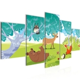 prestigeart Bilder Kinder Afrika Tiere Wandbild Vlies - Leinwand Bild XXL Format Wandbilder Wohnzimmer Wohnung Deko Kunstdrucke Grün 5 Teilig -100% Made in Germany - Fertig Zum Aufhängen 001852c - 1