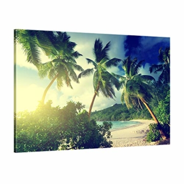 !!! SENSATIONSPREIS !!! ge Bildet hochwertiges Leinwandbild Naturbilder Landschaftsbilder - Sonnenuntergang am Strand Takamaka, Mahé - Seychellen - natur strand - 30 x 20 cm einteilig | angebote der woche geschenke für frauen geschenke für männer | 2213 F - 2