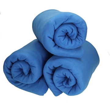 Betz 3 Stück Fleecedecke Kuscheldecke Wohndecke in Größe 130x170 cm Qualität 220 g/m Farbe blau - 1