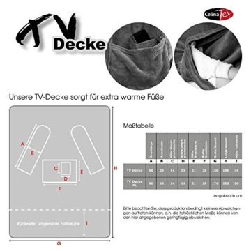 CelinaTex TV-Decke Kuscheldecke mit Ärmel und Fuß Tasche, Mikrofaser Decke Coral Fleece, Tagesdecke XL creme weiß, 170 x 200 0003210 - 5