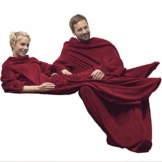 CelinaTex TV-Decke Kuscheldecke mit Ärmel und Fuß Tasche, Mikrofaser Decke Coral Fleece, Tagesdecke bordeaux rot, 150 x 180 5000026 - 1