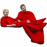 CelinaTex TV-Decke Kuscheldecke mit Ärmel und Fuß Tasche, Mikrofaser Decke Coral Fleece, Tagesdecke rot, 150 x 180 5000023 - 1