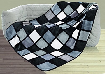 Gözze Cashmere-Feeling Wohn- und Kuscheldecke, Bedruckt, 150 x 200 cm, Anthrazit/Schwarz/Weiß, Antigua, 40015-91-5020 - 5