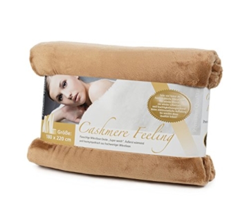 Gözze Premium Cashmere-Feeling Wohn- und Kuscheldecke, 180 x 220 cm, Sand, 40128-70-180220 - 4