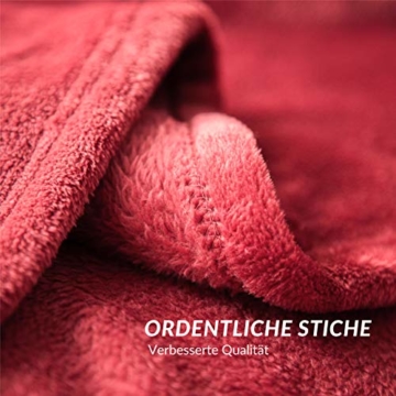 Kuscheldecke 150x200cm Flauschige Wohndecke Rot - hochwertige Decke warm & weich Microfaser flanelle Fleecedecke, Falten-beständig Anti-verfärben Sofadecke von Bedsure - 5