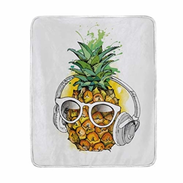 CPYang Lustige Musik-Ananas-Überwurf, weiche Mikrofaser, Geschenk, Reisebett, Sofa, Decke, 127 x 152 cm, für Kinder, Jungen, Mädchen, Damen und Herren - 1