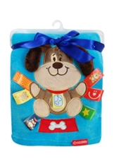 Kuschlige Babydecke mit 3D Applikation/Kuscheldecke 76 x 102 cm - 2 Motive KCSN03 (Blau – Hund) - 1