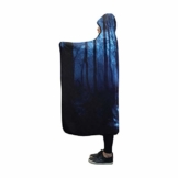 YSJXIM Kapuzendecke, Halloween, Blauer Hintergrund mit mystischer Wolf-Decke, 152,4 x 127 cm - 1