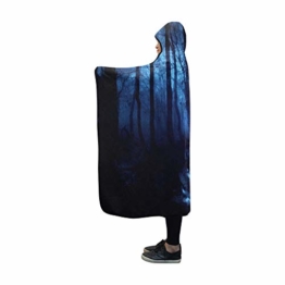 YSJXIM Kapuzendecke, Halloween, Blauer Hintergrund mit mystischer Wolf-Decke, 152,4 x 127 cm - 1