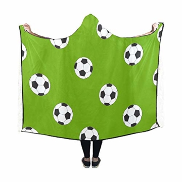 YSJXIM Kapuzendecke, Nahtloser Hintergrund mit Aufdruck und Fußball-B, 152,4 x 127 cm - 3