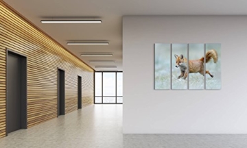 Paul Sinus Art Leinwandbilder | Bilder Leinwand 130x90cm 4 Teile rennender Fuchs - 4