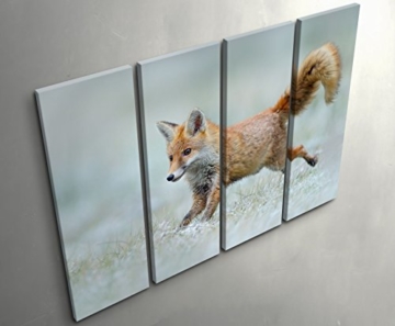 Paul Sinus Art Leinwandbilder | Bilder Leinwand 130x90cm 4 Teile rennender Fuchs - 6