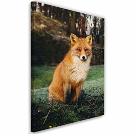 Wandbild Fuchs Kunstdruck Art Leinwandbild Tier Natur Braun 60x90 cm - 1
