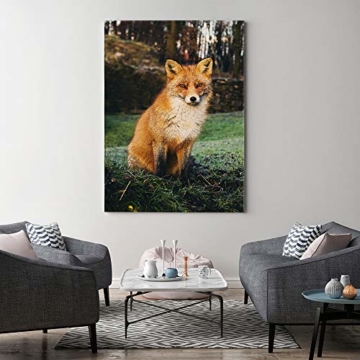 Wandbild Fuchs Kunstdruck Art Leinwandbild Tier Natur Braun 60x90 cm - 3