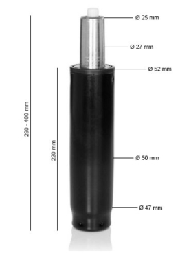 hjh OFFICE 723-06 Gasdruckfeder Größe L 290 - 400 mm Schwarz Gasfeder für Bürostuhl mit Tiefenfederung, 180 kg - 1